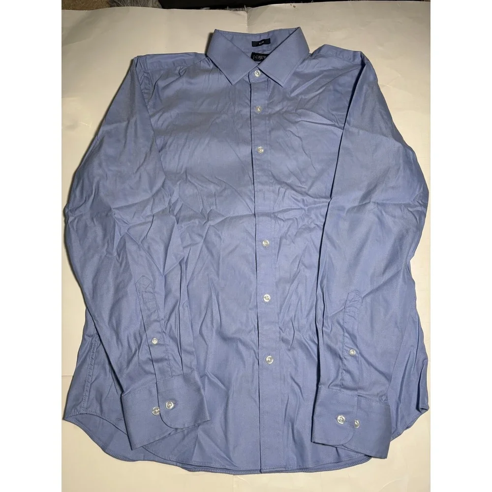 J.Crew‎ Tech Slim Fit Dress Shirt Mens Large Blue Button Up Stretch